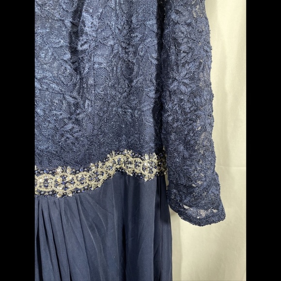 NEW Alex Evenings [ PLUS 18W‎ ] V-Neck Lace Embellished Waist Gown - Picture 8 of 15